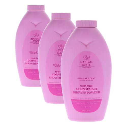 Plant-Based Cornstarch Shower Powder - Regular Scent, 10 oz, Pack of 3