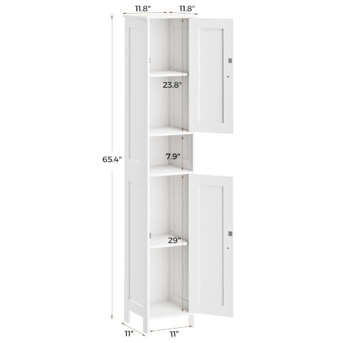 Tall Bathroom Storage Cabinet - White 11.8W Slim Vertical Organizer