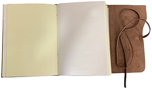 Large Cream Paper Rustic Town Full Grain Leather Photo Album with Gift Box