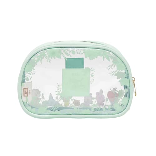 Impressions Vanity BT21 3-PC. Makeup Bag Set with Large, Medium, and Small Pouches, Makeup Organization with Inner Slip Pocket, Clear PVC Material, Travel Cosmetic Bag for Women's Daily Essentials