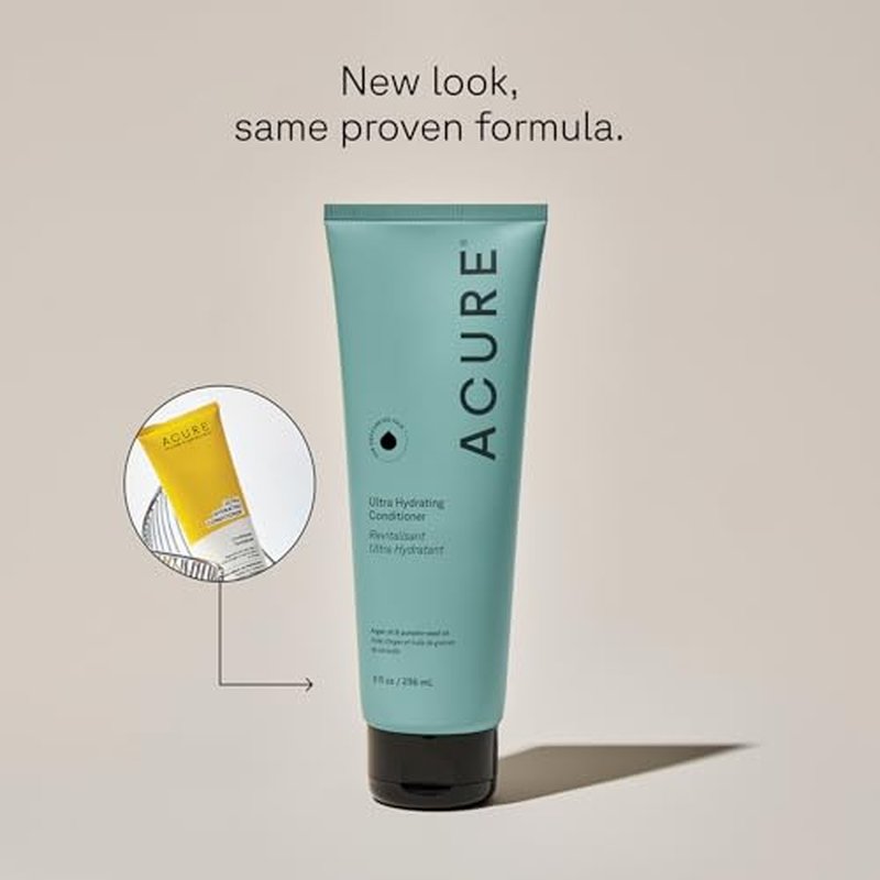 Acure Ultra Hydrating Conditioner - Deep Moisture Conditioner for Women & Men w/ Dry, Damaged, Fine, Dry, Damaged, Color Treated Hair & Scalp w/ Argan Oil, Vegan, Paraben Free, Sulfate Free - 8 fl oz