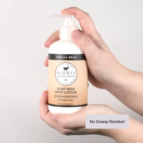 Dionis Goat Milk Skincare Vanilla Bean Scented Lotion (8.5oz) and Hand & Body Bar Soap (6oz) Bundle - Made in USA - Cruelty Free and Paraben Free Formula