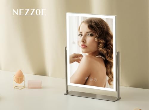 Rechargeable LED Makeup Mirror 14x10 White with 4000mAh Battery & Touch Controls