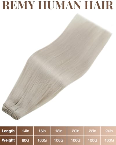 Blonde Human Hair Weft Extensions 14 Inch Double Weft Sew-In Bundle - Variation of HW #60 / 14In-80g