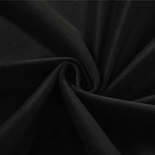 Fcosie Home Theater Curtains Velvet Darkening Drapes Black 100W x 96L - Variation Black + No Liner