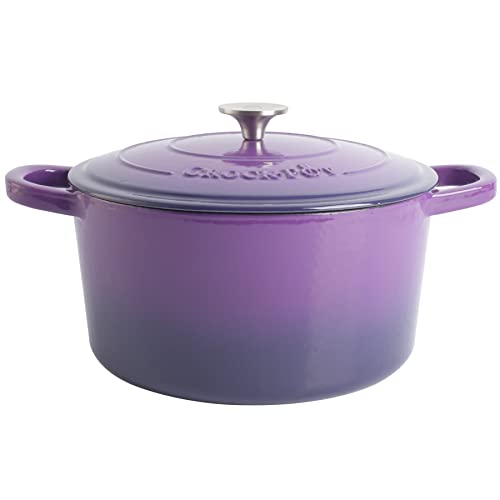 7-Quart Enamel Cast Iron Dutch Oven - Lavender Purple, Heavy-Duty Cookware