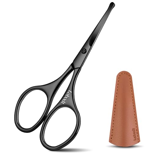 4.1inch round-headed stainless steel small scissors, suitable for trimming facial hair, nose hair, eyebrows, eyelashes, beards, personal care and salon beauty salons (black)