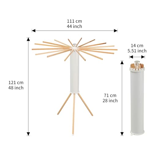 Wooden Foldable Clothes Drying Rack Tripod with 16 Rods - Standing Version