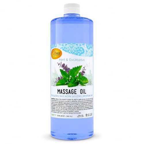 SPA REDI Mint Eucalyptus Massage Oil 32 oz - Fast-Absorbing, Professional Spa Quality