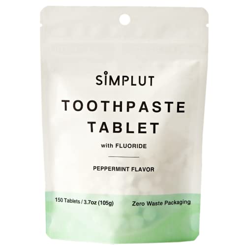 Chewable Toothpaste Tablets with Fluoride 150 Pack - Travel Eco-Friendly Vegan Mint