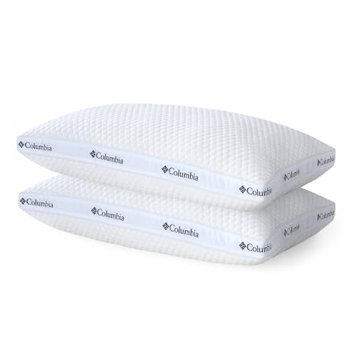 Columbia Ice Fiber Cooling Side Sleeper Pillows 2 Pack - Queen/Standard, Medium Firm, Breathable Cover