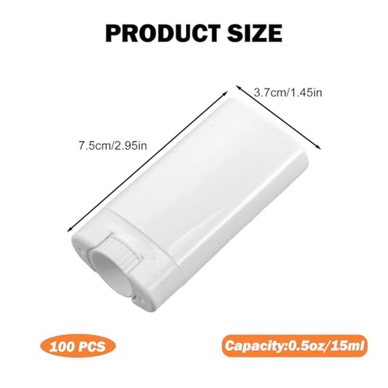 100 Pack 15ml Empty Deodorant Containers Refillable Deodorant Tubes White Oval Twist-Up Lip Reusable Balm Tubes for Homemade DIY Lipstick Crayon Lotion Chapstick (100pcs 15ml£¨white£©)