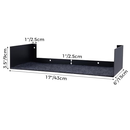 Patioer Set of 6 Black U-Shaped Floating Wall Shelves - Metal Book & Media Storage