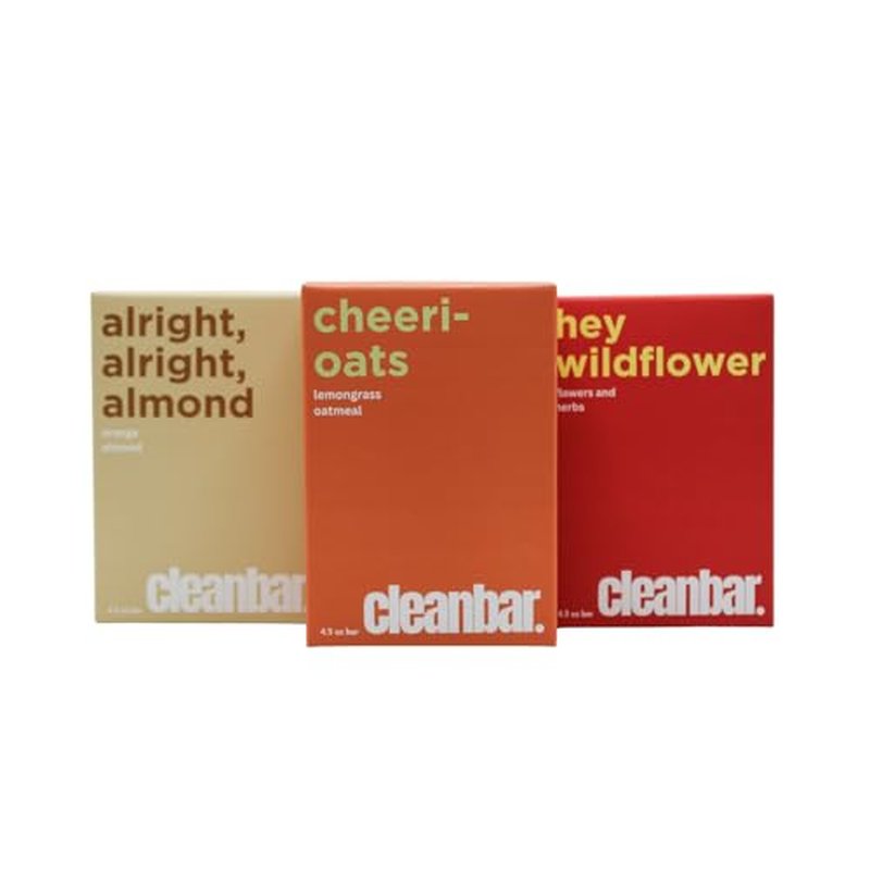 All Natural Bar Soap - Exfoliating Trio - Cheerioats, Hey Wildflower, Alright Alright Almond (4.5 oz each, 3 pack)
