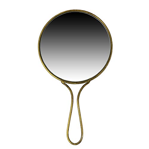 5010-14 Lena Round Hand Mirror, 10.5-inch Height, Brass,6 x 10.5 inches