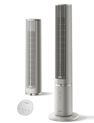Pelonis 40-Inch Oscillating Tower Fan with Remote Control - Khaki, Ultra Easy-Clean