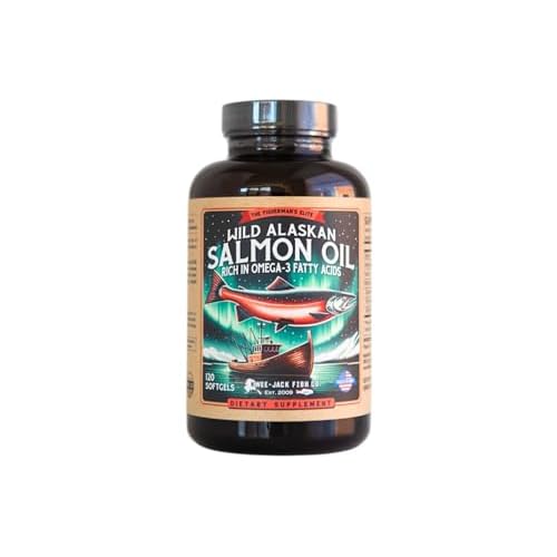 Wild Alaskan Salmon Fish Oil Omega 3 Supplement for Humans | EPA and DHA | Kwee-Jack Fish Co. | 120 Softgels 1000mg Salmon Oil