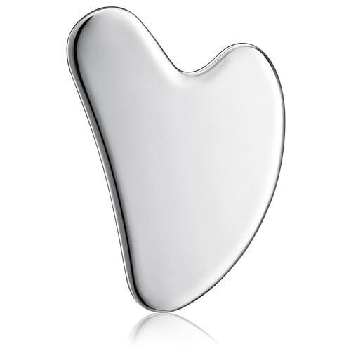 rosenice Gua Sha Facial Tools Guasha Tool Gua Sha Jade Stone for Face Skincare Facial Body Acupuncture Relieve Muscle Tensions Reduce Puffiness Festive Present (Metallic)