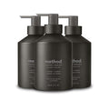 Vetiver + Amber Liquid Hand Soap Set - 3 Pack 12 Fl Oz Refillable Aluminum Bottles