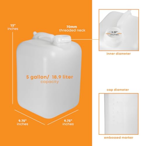 FastRack 5 Gallon Water Jug (Pack of 4) | BPA-Free, Food-Grade, and Leak-Proof | White Water Container | Ideal for Brewing, Fermentation, or Storage