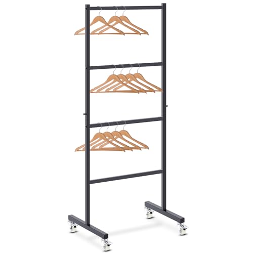 4-Tier Clothing Hanger Storage Rack with Casters - Space Organizer