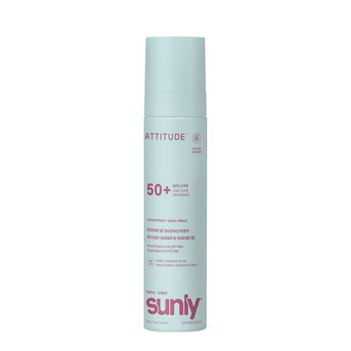 BIO SPECTRA ATTITUDE Baby Mineral Sunscreen SPF 50 - 3 Oz Pack of 1, Unscented, Water-Resistant, Zinc Oxide, EWG Verified