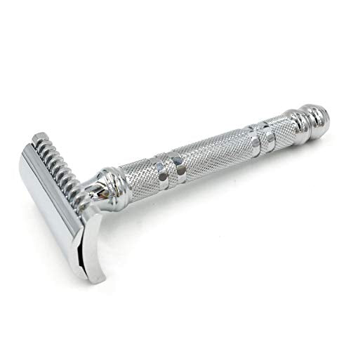 Parker 24C Deluxe Chrome Open Comb Safety Razor – Double Edge Shaving System
