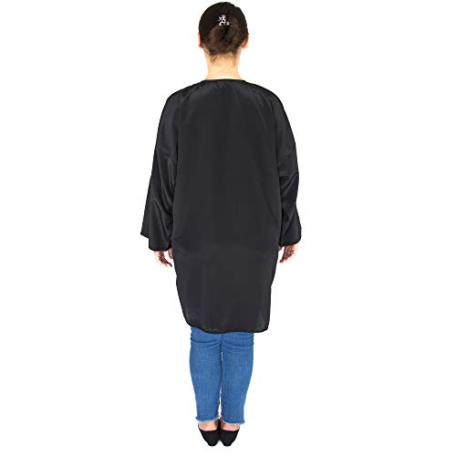 X-Large Black Hair Stylist Smock with Pockets & Roll-Up Sleeves - Salon Uniform