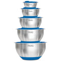 Viking 10-Piece Stainless Steel Mixing Bowl Set with Non-Slip Silicone Base - Blue