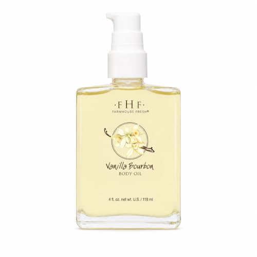 FarmHouse Fresh Vanilla Bourbon Body Oil 4 Fl Oz - Nourishing Moisturizer with Shea & Botanical Oils