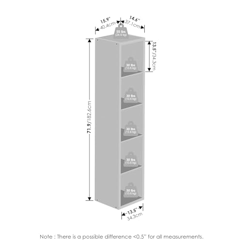 Furinno Cubic Extra Thick 5-Cube Closet Organizer Shelf - White