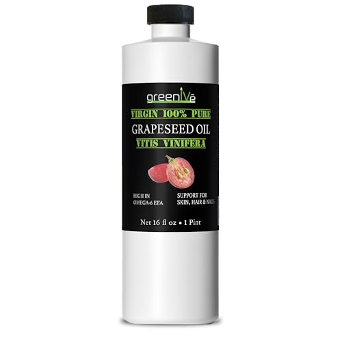 GreenIVe Grapeseed Oil Organically Grown 100% Pure Cold Pressed Light Flavor High Tempurature Cooking (16 Fl Oz)