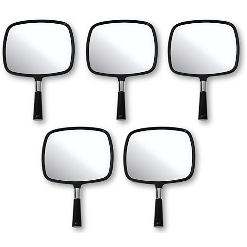 Mirrorvana Pack of 5 Large & Comfy Hand Held Mirror (Black)