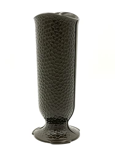 Ionic Cemetery Vase Replacement Base - 4-Inch Plastic Locking Flower Holder, Dark Brown
