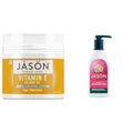 JASON Moisturizing Creme, Vitamin E 25,000, Age Renewal, 4 Oz (Packaging may vary) & Natural Body Wash & Shower Gel, Invigorating Rosewater, 30 Oz