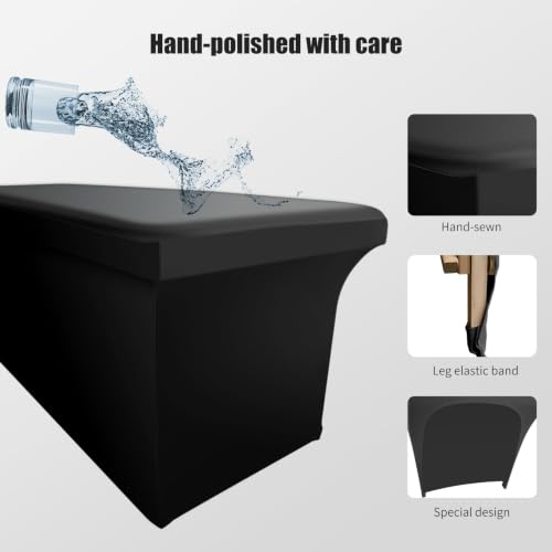 Black Wipeable PU Leather Lash Bed Cover with Pockets 6ft Waterproof Massage Table Topper