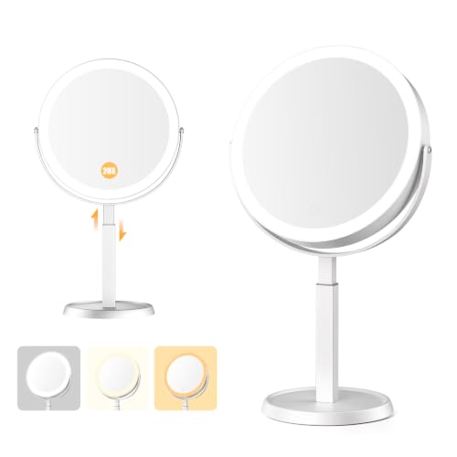 Lighted Makeup Mirror with 20X Magnification & Adjustable Brightness