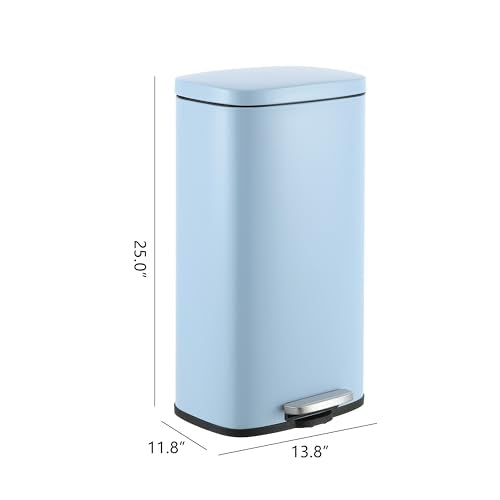 happimess 8 Gal Soft Close Step Trash Can Tide Pool Blue - Rustproof Stainless Steel
