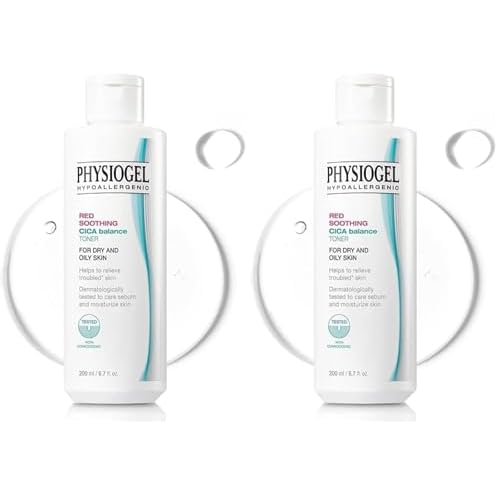 PHYSIOGEL Red Soothing Cica Balance Toner, Manages Skin Troubles, Refines Pores, Controls Sebum, Moisturizing, Cica, PEA, Niacinamide, Panthenol, Hypoallergenic Face Toner for Men & Women (Pack of 2)