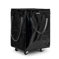 Xiktslin Large Black Reusable Foldable Rolling Grocery Tote with 5 Wheels