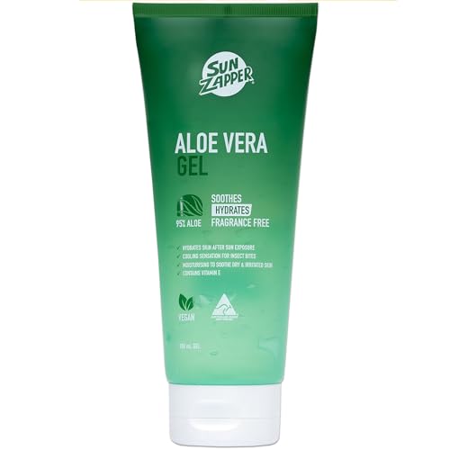Sun Zapper After Sun Aloe Vera Gel 200mL (6.7 oz) ? Cooling Sunburn Gel with Vitamin E and Panthenol, Fragrance Free, Moisturizing After Sun Care for Face and Body, Instant Soothing, Australian Made