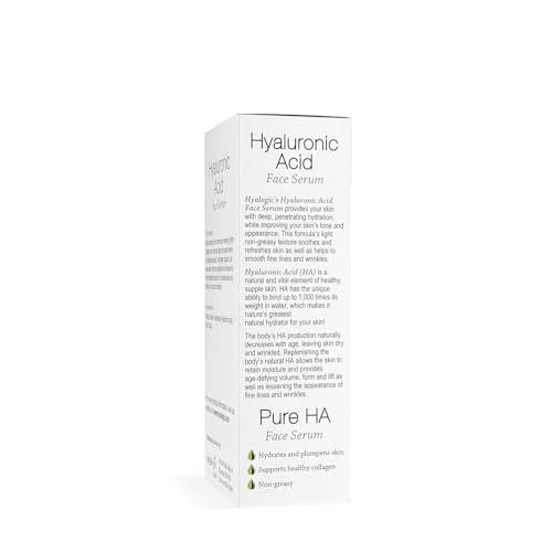 Hyalogic Pure HA Face Serum 1 oz with 1 Hyaluronic Acid Facial Mask - Sensitive Skin - Deep Hydrating, Moisturizing Topical, 1oz Pump - For Women & Men - Rejuvenate & Moisturize
