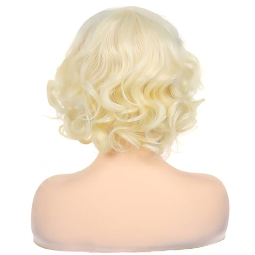 Blonde Short Curly Wavy Synthetic Wig for Women - Gold Variation Halloween Cosplay