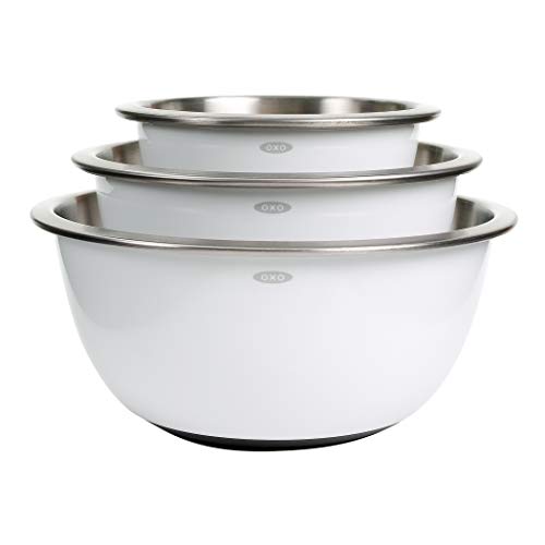 White 3-Piece Stainless Steel Mixing Bowls Set - OXO Good Grips Kitchen