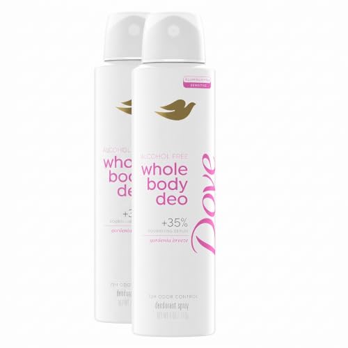 Dove Whole Body Deodorant Spray for Women Gardenia Breeze 4 oz Pack of 2