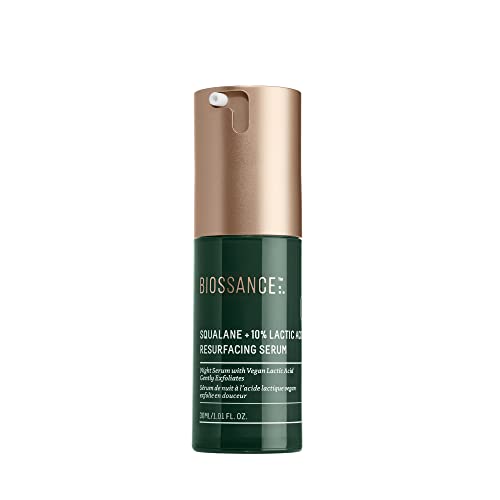 BIOSSANCE Squalane + Lactic Acid Night Serum - Vegan Exfoliating & Anti-Aging Treatment