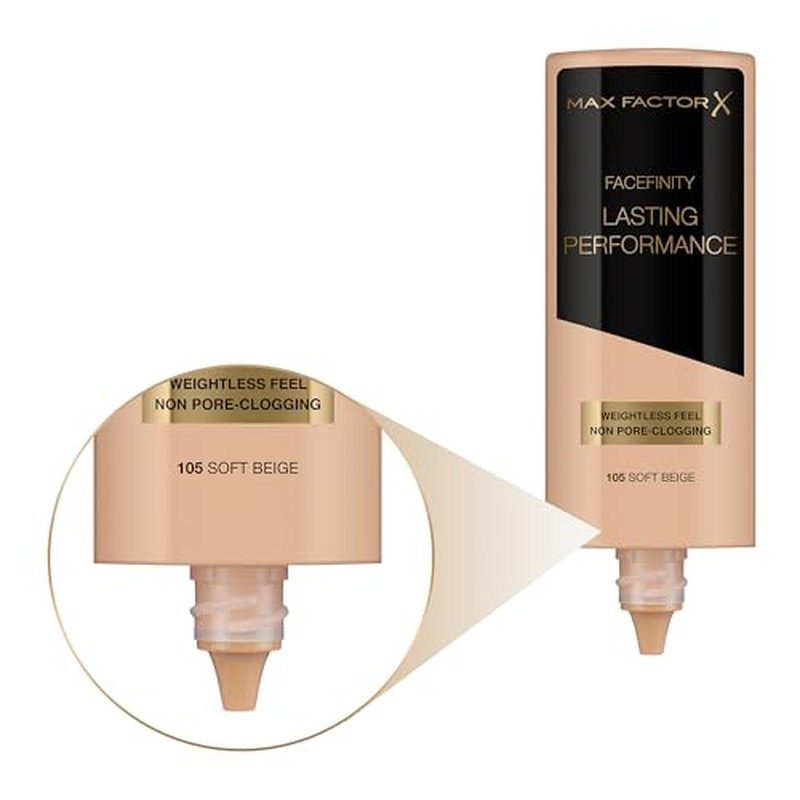 Facefinity Lasting Performance Foundation - 105 Soft Beige by Max Factor for Women - 1.18 oz Foundation