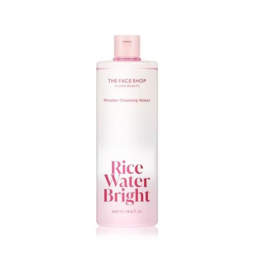 The Face Shop Rice Water Bright Micellar Water, Hydrating Face Cleanser and Makeup Remover, with Rice Active Complex¢â, Gentle for Sensitive Skin, 16.9 fl. oz