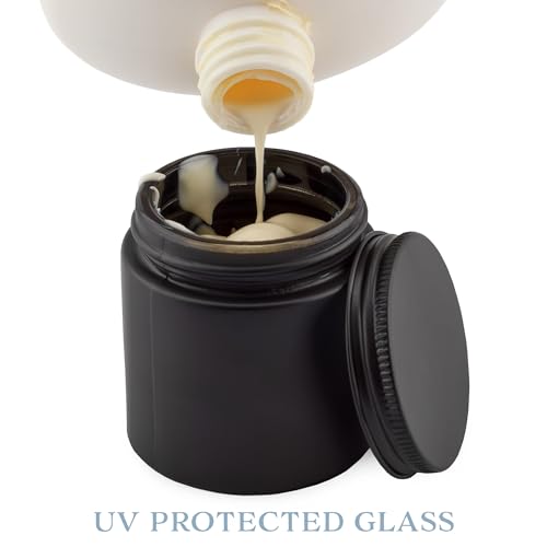 Black Coated Glass Cosmetic Jars 4oz Pack of 12 with Black Metal Lids