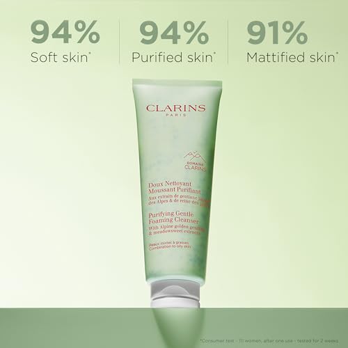 Clarins Purifying Gentle Foaming Face Cleanser 4.4 Fl Oz for Oily Skin - Pack of 1
